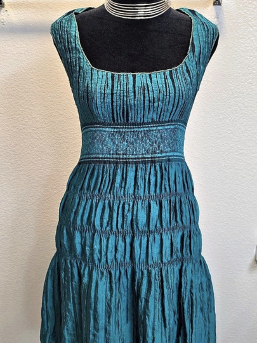 Max Studio Textured Midi Dress in Blue Size Small Like New